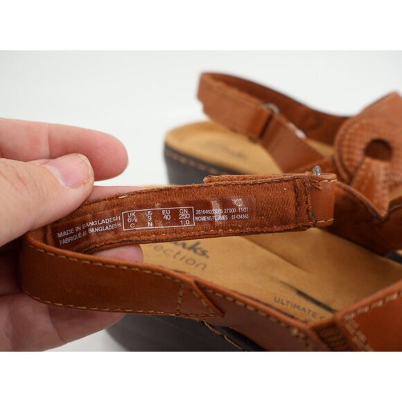 Clarks Merliah Bonita Sandal Women's Size 9 Narrow Brown Strappy Low Wedge - Picture 12 of 13